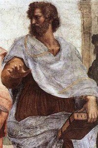 Aristotele nell'affresco di Raffaello Sanzio "La Scuola di Atene" (770×500 cm circa)