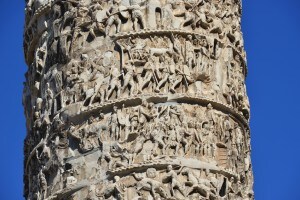 La colonna di Marco Aurelio, celebrativa della vittoria dell'imperatore sulle popolazioni germaniche