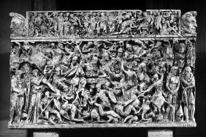Sarcofago con battaglia tra romani e barbari