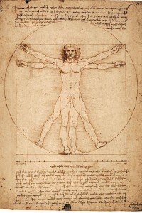 L'uomo vitruviano di Leonardo da Vinci, emblema della proporzione rinascimentale