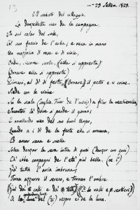 Testo autografo de Il sabato del villaggio