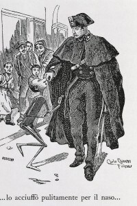Pinocchio con un poliziotto (Illustrazione di Carlo Chiostri, 1863-1939)