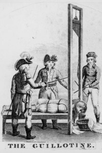 Un'esecuzione alla ghigliottina durante la Rivoluzione francese, nel 1793