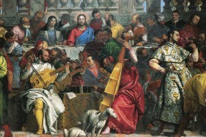 Dettaglio centrale del dipinto "Le nozze di Cana"