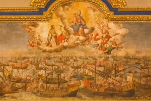 Dipinto dell'artista Lucas Valdez rappresentante la Battaglia di Lepanto