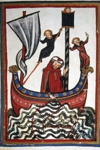 Miniatura raffigurante il viaggio di Federico Barbarossa verso la terza crociata, nel quale egli morirà