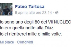 Il post su facebook di Fabio Tortosa