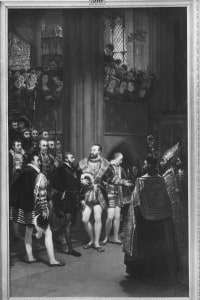 Francesco I e Carlo V visitano l'abbazia di Saint Denis. Opera realizzata da Gros e conservata al Museo del Louvre di Parigi.