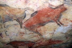 Bisonti dipinti sulle pareti delle grotte di Altamira in Spagna
