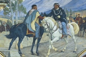 Affresco rappresentante l'incontro tra Garibaldi e Vittorio Emanuele II a Teano