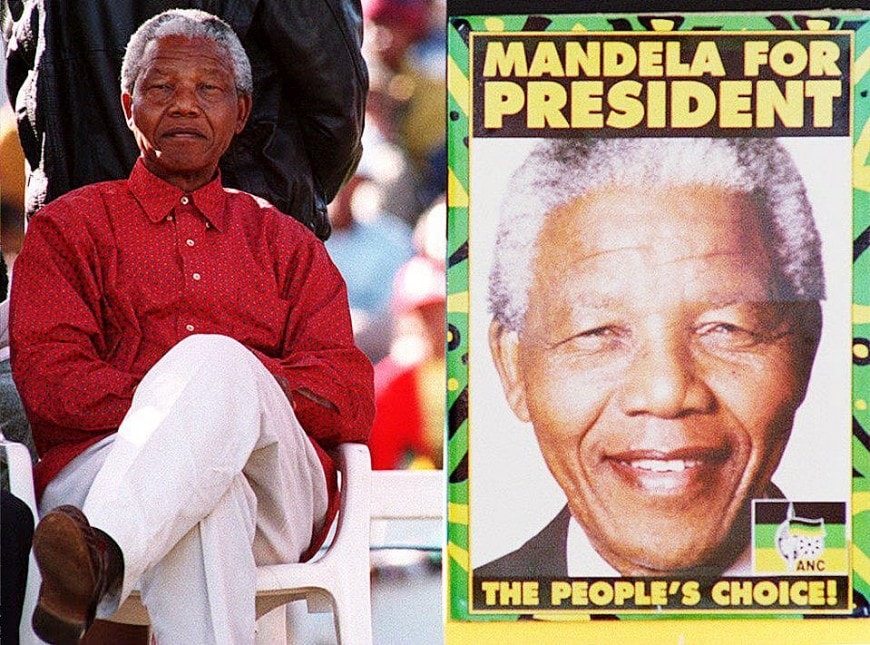 Nelson Mandela durante la campagna elettorale