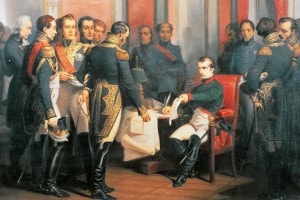 Napoleone firma la sua abdicazione a Fontainebleau il 4 aprile 1814.