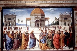 La "Consegna delle Chiavi" del Perugino, affresco posto nella Cappella Sistina