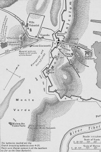 Assedio a Roma: mappa del piano di battaglia di Villa Corsini durante la prima guerra d'Indipendenza