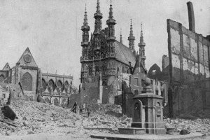 Le macerie di Louvain dopo un bombardamento nel 1914