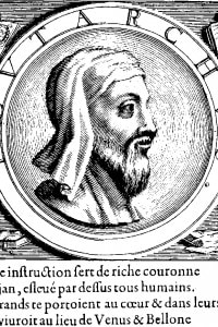 Illustrazione raffigurante Plutarco, scrittore che a più riprese parla di Spartaco