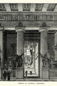 Ricostruzione del Tempio di Zeus a Olimpia, dove era presumibilmente collocata la statua oggi considerata una delle sette meraviglie del mondo antico