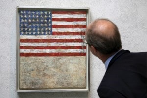 Una delle opere del Nuovo Dadaismo: Jasper Johns, Flag above white with collage