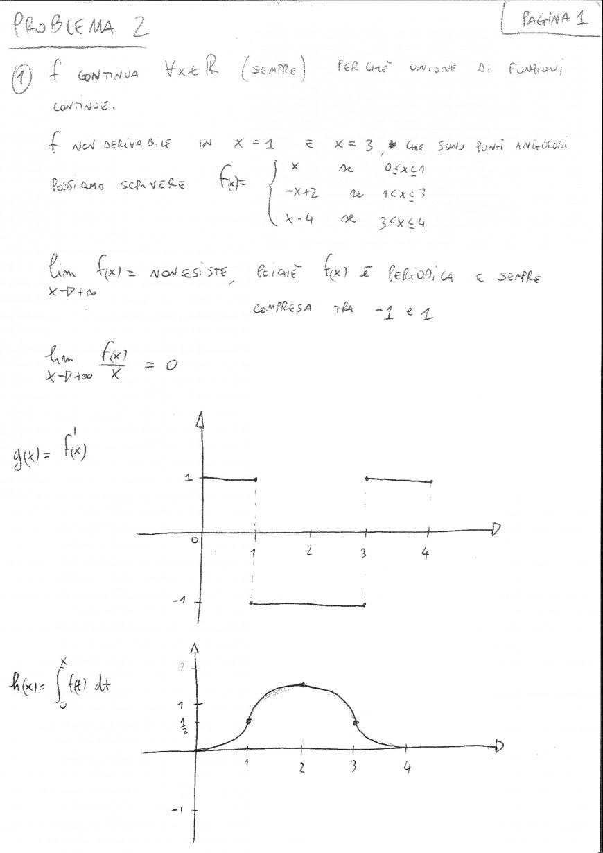 Foto seconda prova matematica 2017: soluzione problema 2 (parte 1