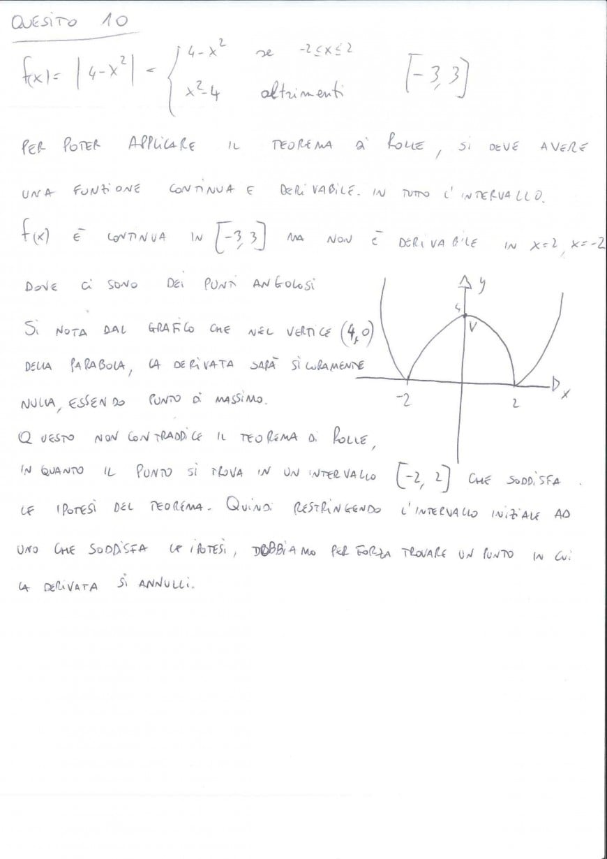 Foto seconda prova matematica 2017: soluzione quesito 10 | Foto