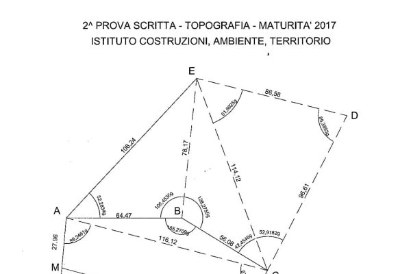 Traccia di Topografia 2017: seconda prova di Costruzioni, Ambiene e Territorio svolta dal Prof. Cherubini