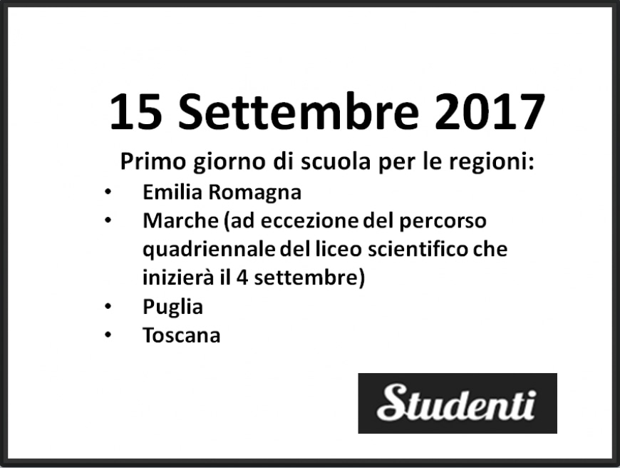 Inizio anno scolastico: le date del primo giorno di scuola a settembre 2017