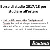 Borsa di studio Unicredit and Universities per studiare nelle università straniere