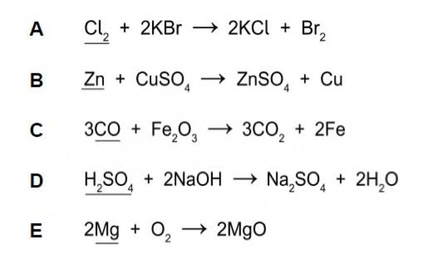 In which one of the following reactions is the underlined species acting as an oxidising agent?
