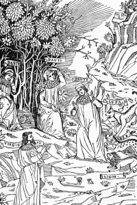 Alcuni dei personaggi della Divina Commedia: Dante, Virgilio, le belve