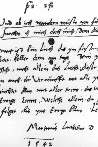 Scritto autografo di Lutero datato 1542