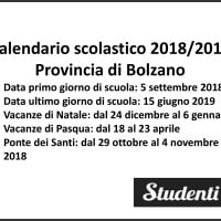 Calendario scolastico 2018-2019 Provincia di Bolzano