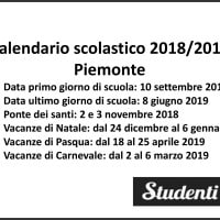 Calendario scolastico 2018-2019 Piemonte