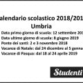 Calendario scolastico 2018-19 Umbria