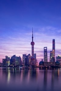 Parte dello skyline di Shanghai,  città più popolosa della Cina