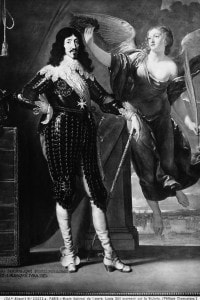 Luigi XIII incoronato dalla Vittoria in un'opera conservata al Louvre