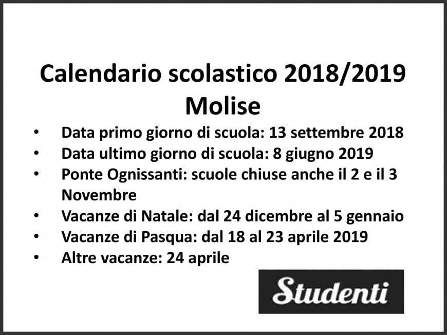 Calendario scolastico 2018 2019 Molise