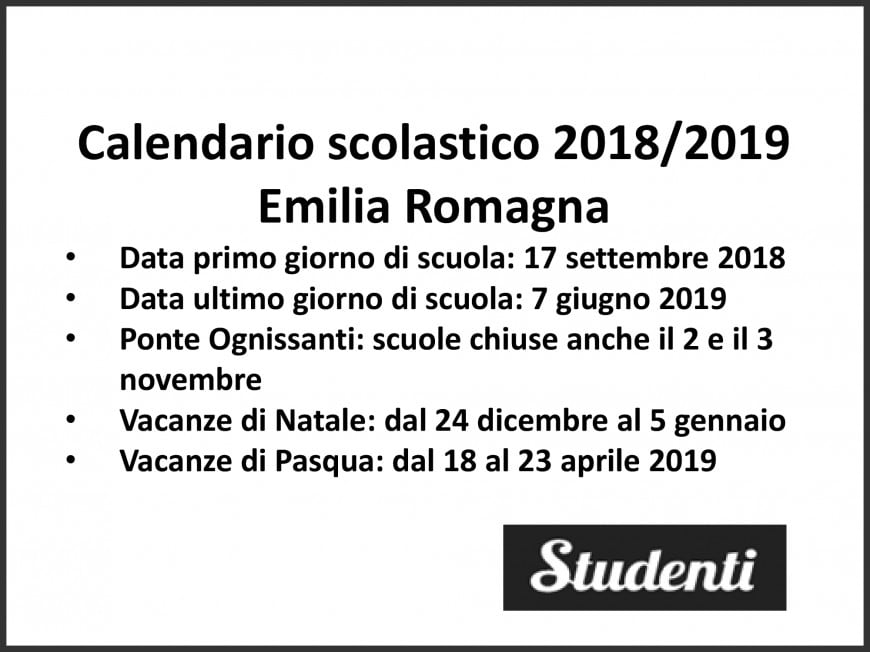 Calendario scolastico 2018-2019 Emilia Romagna