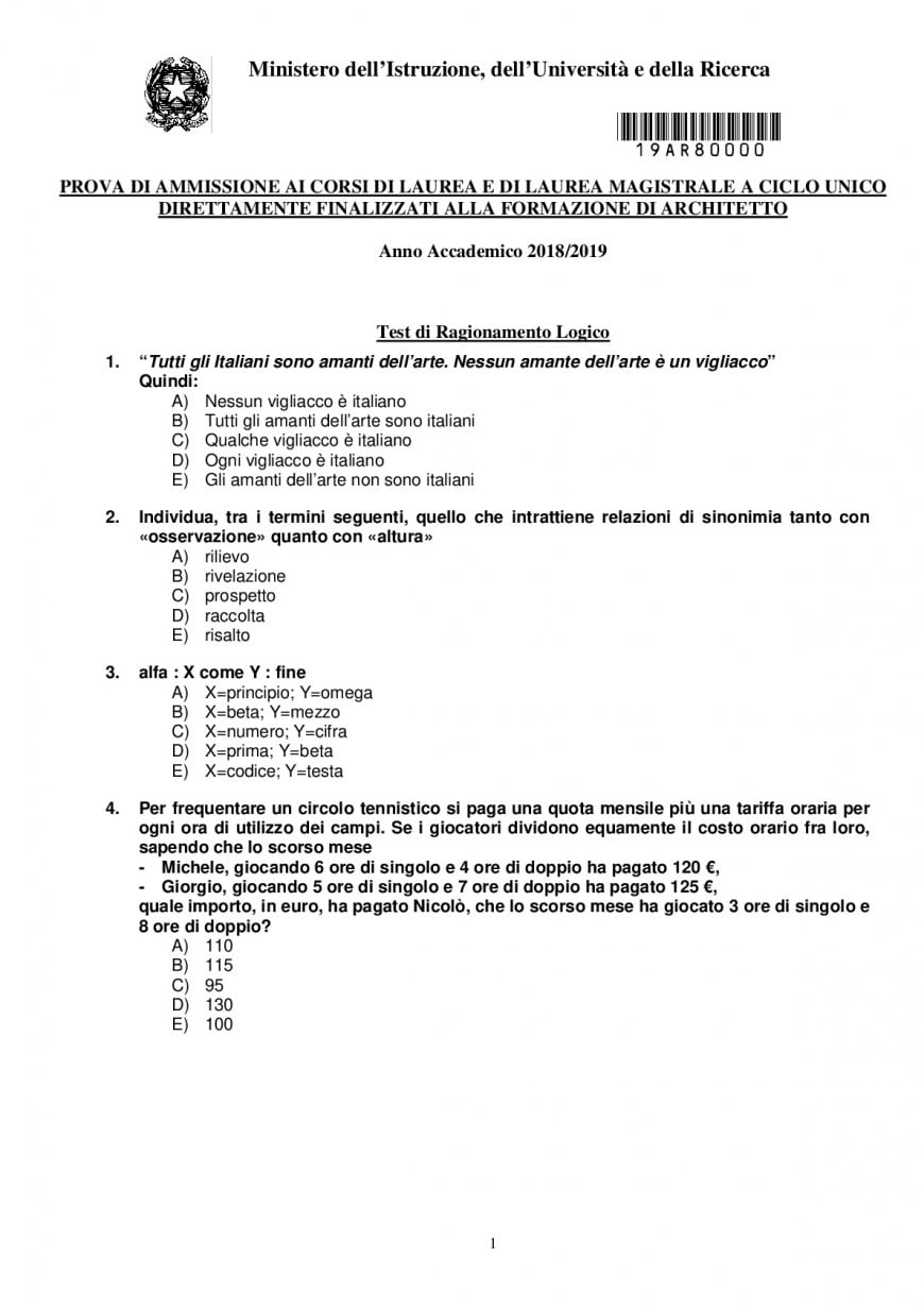 Test Architettura 2018: Domande E Soluzioni | Test Architettura 2018 ...