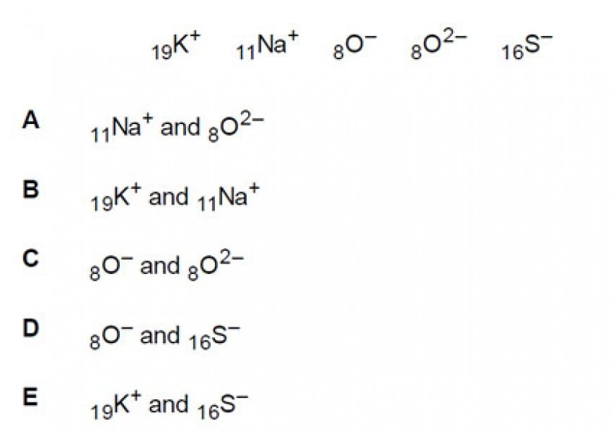 Which of the following species have the same number and arrangement of electrons in their lowest energy states?