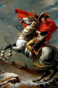 Bonaparte valica il Gran San Bernardo. Ritratto equestre di Napoleone Bonaparte dipinto da Jacques-Louis David