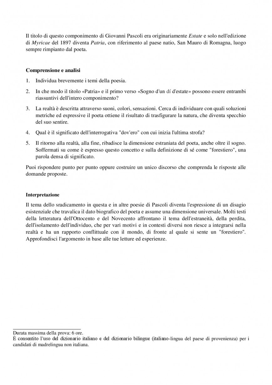 Simulazioni prima prova maturità 2019: analisi del testo | Simulazione