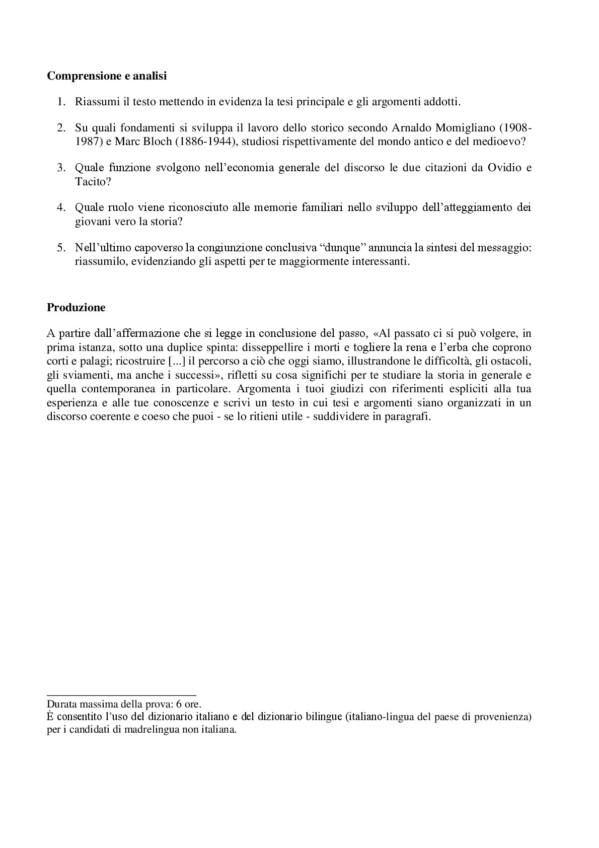 Simulazione prima prova 2019: esempio traccia tipologia B su Momigliano