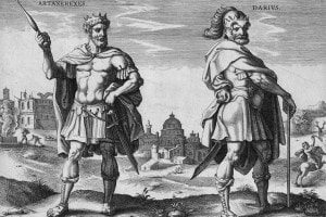 Sulla sinistra Artaserse I (Re di Persia dal 464 al 425 a.C.), e a destra suo figlio Dario II