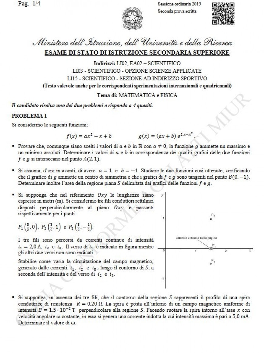 | Foto tracce della seconda prova del Liceo Scientifico Ufficiali Miur