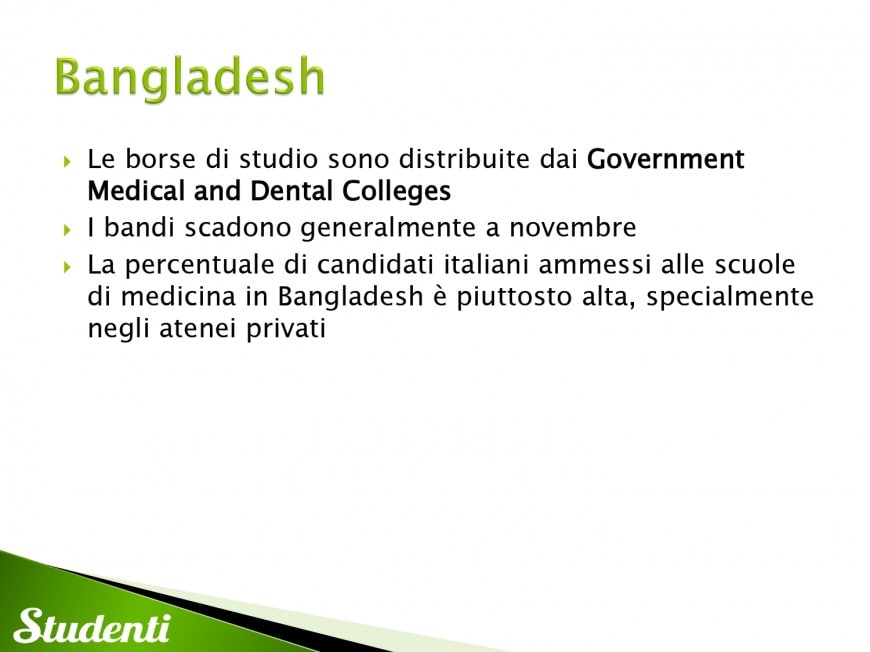 Borse di studio per il Bangladesh