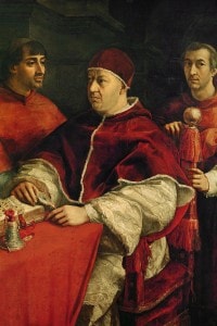 Papa Leone X con i cardinali Giuliano de Medici (futuro Papa Clemente VII) e Luigi de Rossi