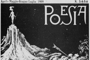 La copertina del primo numero del periodico "Poesia" fondato da Marinetti