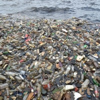 Isola di plastica galleggiante ad Abidjan, in Africa