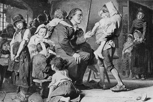Pestalozzi che insegna ai bambini in un dipinto di Karl Grob