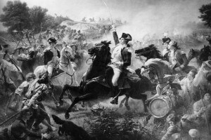 George Washington nella battaglia di Monmouth nel New Jersey durante la rivoluzione americana, 28 giugno 1778